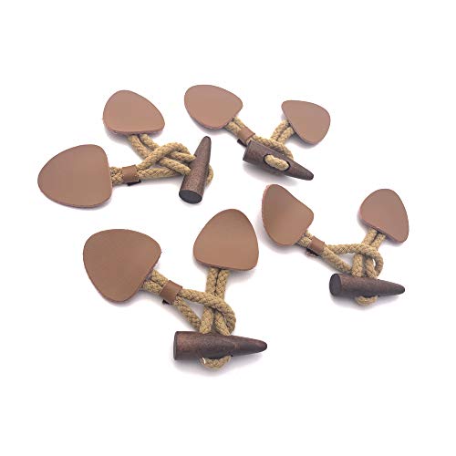 Chris.w Camel Leather Sew-On Toggles Closure With Wood Horn Button For Coat Jakcet, Set Of 4 #TOP3