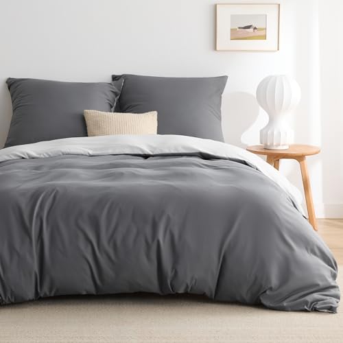 BEDSURE Bettwäsche 200x220 3teilig Grau/Anthrazit- Bettwäsche-Sets Bettbezug 200x220 mit 2 Kissenbezüge 80x80 cm, Oeko-TEX Wendebettwäsche Bedding mit Reißverschluss BEDSURE Bettwäsche 200x220 3teilig Grau/Anthrazit- Bettwäsche-Sets Bettbezug 200x220 mit 2 Kissenbezüge 80x80 cm, Oeko-TEX Wendebettwäsche Bedding mit Reißverschluss