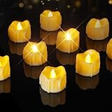 Homemory 12 Stück LED Teelichter mit Timer, Batterie Flammenlose Kerzen, Elektrisch Votivkerzen, Lange Dauer 200+ Stunden für Weihnachten, Tischdekoration