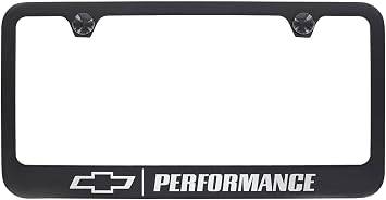 Chevrolet Performance Chrome Exposed Black Powder Coated Metal License Plate Frame