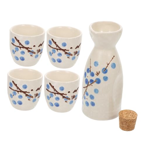 TOGEVAL 日式清酒壺と酒杯 無味良質セラミック製 コンパクト収納可能 祝宴や贈り物になベリー色デザイン