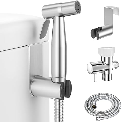 LUFEIDRA Handheld Bidet Sprayer for Toilet-Adjustable Water Pressure Jet Spray with Bidet Hose for Feminine Wash, New Premium Stainless Steel Muslim Shower Toilet Bidet Cloth Diaper Sprayer Set Cover