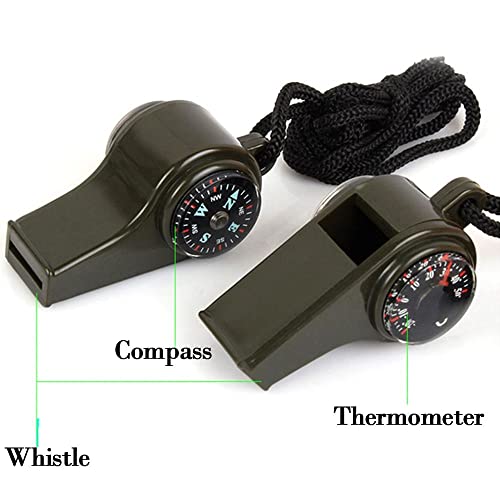 2PCS 3-in-1 Whistle,Multifunction Outdoor Whistles Tools with Compass and Thermometer, Potable Whistle with Lanyard for Hiking, Camping - Image 4