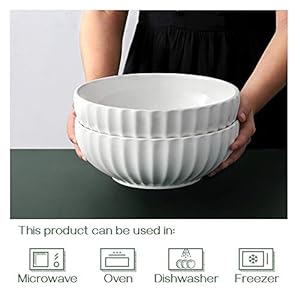 DOWAN 975 Large Serving Bowls for Valentines Day 86 oz Ceramic Serving Dishes for Entertaining Party Dinner Banquet Fruit Salad Bowls Set of 2