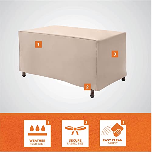 Modern Leisure® Basics Patio Ottoman/Coffee Table Cover, 37" L X 22" W X 17" H, Beige #TOP2