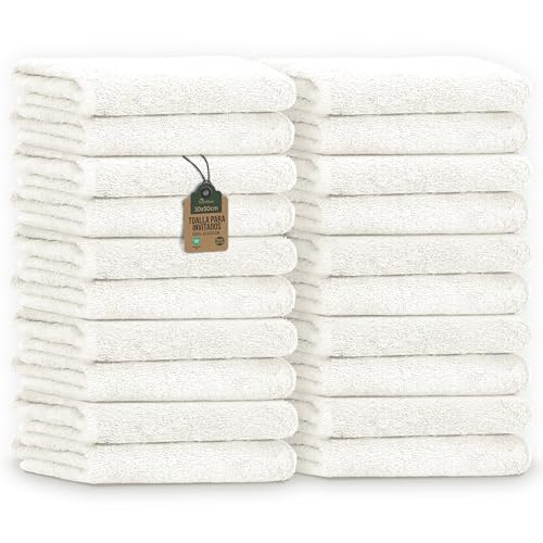 Naturemark Toallas De Invitado Pack De 20 30x50 Cm , 100 Algodón, Certificadas Oeko-Tex, Suaves, Absorbentes Y Fáciles De Cuidar Para Baño, Invitados Spa Crema Natural