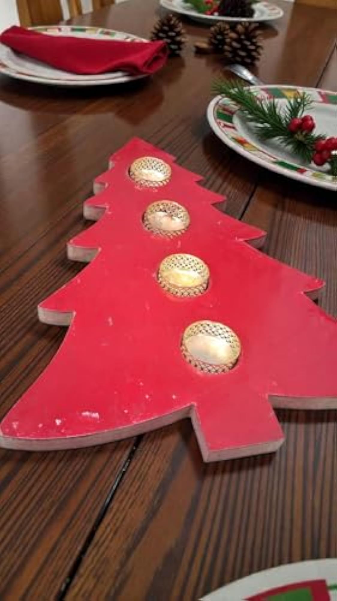 Wooden Christmas Tree Tealight Candle Holder