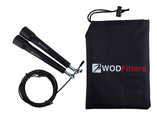 WODFitters Speed Rope - Super Quick Ball Bearing Pro Speed Cable Jump Rope - Fully Adjustable - Sizing Guide & Carry Bag Stocking Stuffer