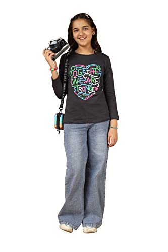 Image of KYDA KIDS 100% Cotton Girls Full Sleeve Printed T-Shirt,Regular fit Round Neck Tops (Pack of 3)