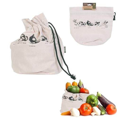 COOK CONCEPT - KB60381 - Aufbewahrungsbeutel für Gemüse und Obst - Perfekt für nachhaltigen Konsum - Aus Polyester - Maße 19 x 19 x 26,5 cm - Weiß