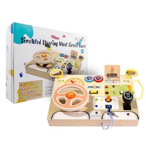 Image of TOMYPONY Montessori Busy Board for 1 2 3 4 Year Toddlers LED Light Up Switch Board Kids Sensory Button Toy