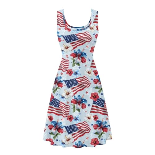 Image of Dreaweet Casual Sleeveless Dresses for Women Girls, Round Neck Tank Dresses with Pockets Summer Sundress Size XS-4XL