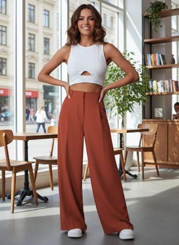 Image of GRECIILOOKS Trousers for Woman | Womens High Rise High Waist Flared Korean Style | Formal Pant for Women Office Wear| Track Pants for Womans Elegant for College & Events (Available in Plus Size)