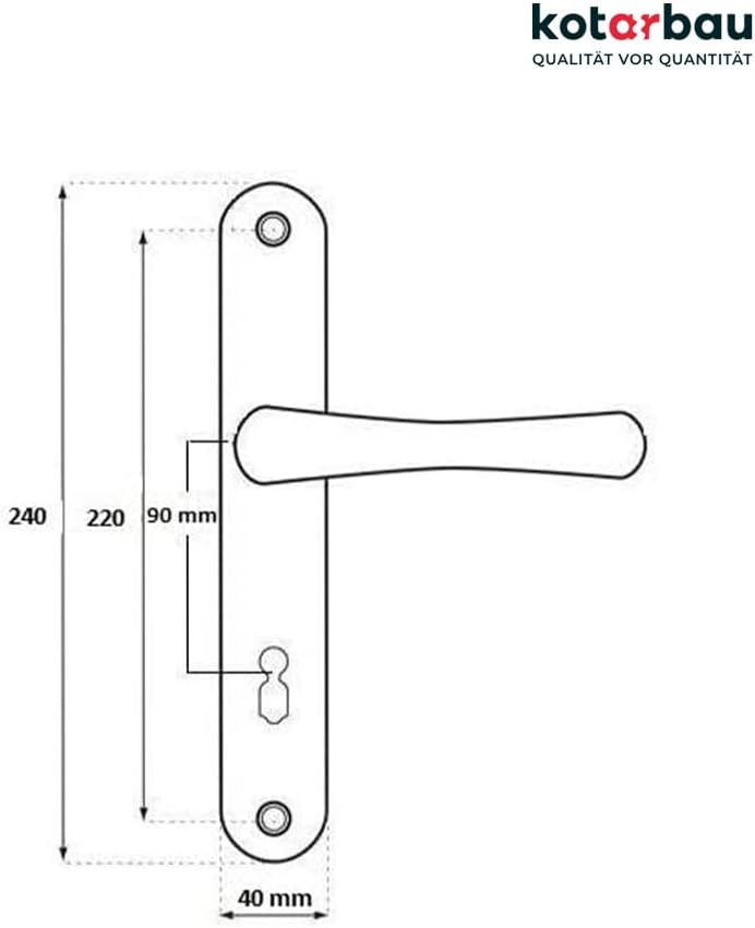 KOTARBAU Door Handle 90 mm BB Door Handle Patin Door Fitting Door Handle Set Long Plate Door Handle Set Inner Door Exterior Door Handle Gate Fitting
