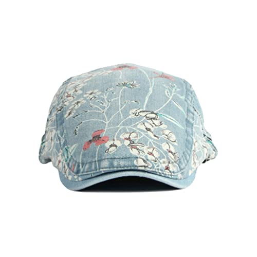 Withmoons Cotton Denim Flat Cap Floral Newsboy Ivy Irish Hats Jean Cabbie Driving Hat Yz30111 (Lightblue) #TOP1