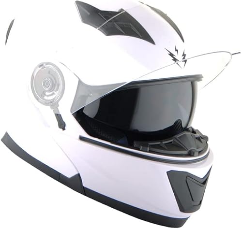Miniatura 3 de 1Storm Nuevo Casco Modular de Cara Completa para Motocicleta con Doble Visera y Protector Solar Blanco Brillante
