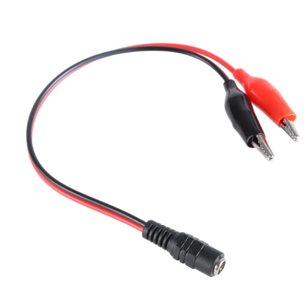 Tsophreniq DC5.5x2.1mm Connectors to 2 Alligators Clip Power Cable for LED Routers Fan Speakers 26cm Supports 1V 36V
