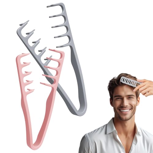 2 Pettini per Capelli con Denti Larghi - Per Volume e Dispiegamento, Ideale per Frange e Texture - Qualità da Parrucchiere