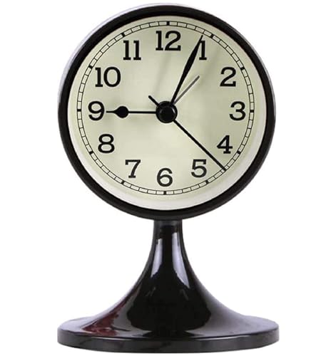 KRODEAIR Wooden Mantel Clock ，Table Clock, Retro Round Silent Alarm Clock for Living Room Décor - Silent, Wood Fireplace Mantel Office Desk Shelf,Black