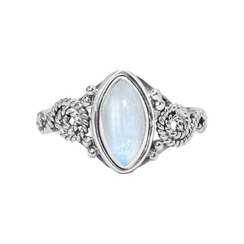 Rainbow Moonstone Ring, 925 Sterling Silver Ring Statement Ring For Women - Girls, 5X10Mm Natural Marquise Shape Gemstone Ring, Christmas Gifts, Gemstone Ring Size Us 7 Handmade Ring #TOP1