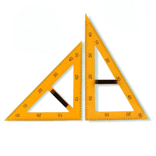 Magnetic Teaching Ruler Set with Multi-Functional Geometry Tools Durable ABS Plastic for Whiteboard Classroom Projects Student Teacher Math Supplies (Yellow 2pcs)