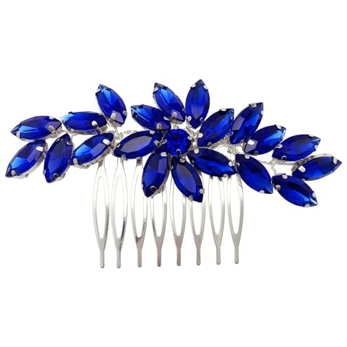 BETITETO Bridal Crystal Hair Piece Rhinestone Wedding Small Hair Comb Accessories for Women Girls (Blue)