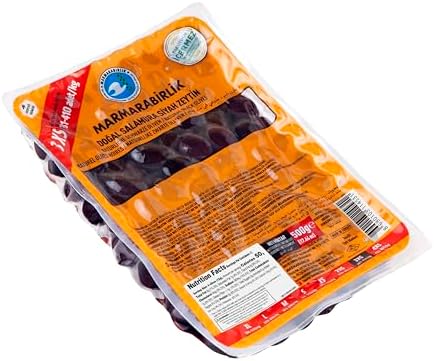 Marmarabirlik Turkish Black Olives, Olive Brine, Healthy Snacks, 17.6oz