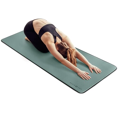 Image of MICRODRY Deluxe Fitness Exercise Yoga Mat for Home & Gym, Extra Thick for High Impact Training, Multi Layered Skid Resistant Surface, Odor Neutralizing with Carrying Strap
