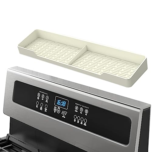 OUGETHER Kitchen Stove Top Shelf Magnetic Silicone Oven Shelf Space-Saving Over Stove Shelf Dishwasher Safe Spice Storage Rack Organizer (White),1 PC