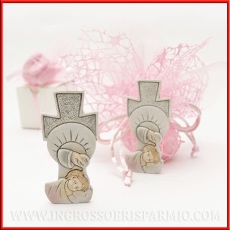 Statuetta a forma di croce in resina colorata