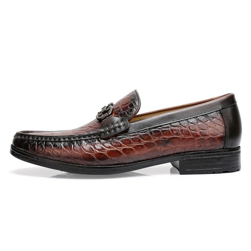Image of Men's Dress Shoes Slip-On Loafers Leather Formal Shoes Crocodile Printed with Buckle