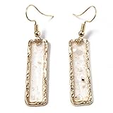 Material: Metall QYMX Ohrring Frauen, Mode Frauen Retro Temperament Ohrringe Personalisierte Kristall Kies Rechteckige Muschel Ohrring Schmuck Schöne Damen Schmuck Valentinstag Geburtstagsfeier Hochzeitsgeschenk