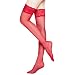 Moochi Women 20 Denier Ultra Sheer Thigh High Stockings Silicone Lace (Red)