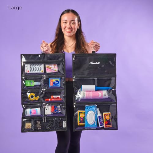 Kendall Country On-The-Go Organizer, 14 Clear Vinyl Pockets, Hanging Travel Case for Makeup and Accessories, 13.5 x 24 inches (Raven, Large)