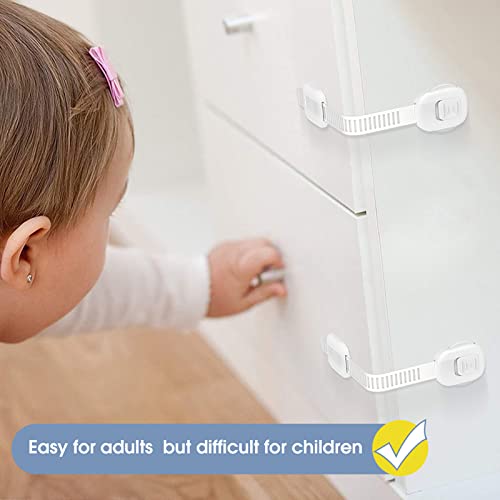 LOSODONA Child Cabinet Safety Locks for Toddlers (10 Pack) Baby Proof Drawer Locks Child Safety Strap Locks for Doors Fridges Toilet Ovens - Thumbnail 6