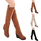 Bottes Femme Haute Semelle Compensées, Bottine En Daim Femme Plissé, Bottines Doublée En Polaire Botte Automne Hiver Chaud 2025 Nouveau Boot Remonte Chaussure Uni Chic Bottine Décontracté Botte