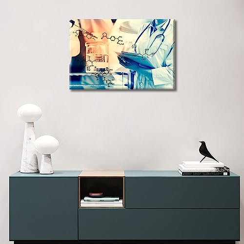 Image of 1 Panel Medical Wall Decor Poster Laboratory Wall Decor for Bedroom Chemical Equations Laboratory Research Concept Giclee Wooden Framed Gallery-Wrapped Ready to Hang (12 inch Wx18 H)