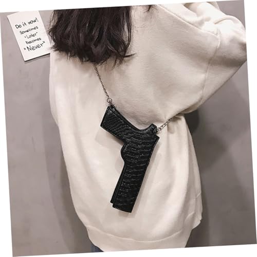 Unique Portable Straddle Bag with PU Chain Shoulder Bag for Everyday Use Lightweight Water Resistant Black Handbag for Keys and Essentials4