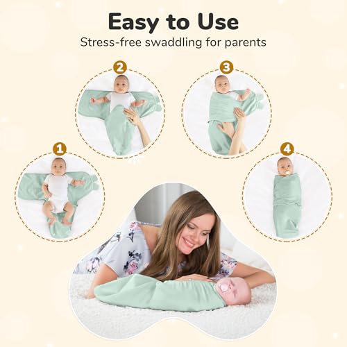 Image of Mama Cheetah Baby Swaddle Sack, Organic Cotton Swaddle Blanket, Adjustable Swaddle Sleep Sacks, Easy Swaddles for Boy Girl 0-3 Month, Baby Essentials, 4-Pack, Neutral Bliss