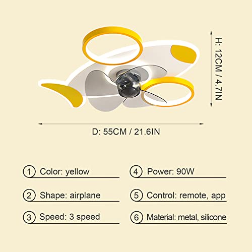 Ventilateur de plafond avion LED 90W dimmable avec télécommande pour chambre enfant - 5