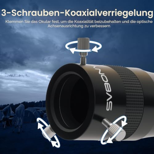 Svbony SV216 Barlowlinse 3X, 1,25 Zoll Metall Barlow 4-Elemente Apochromatisches FMC Teleskoplinse für Teleskopokulare Planetenbeobachtung