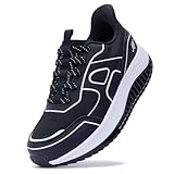 QAUPPE Womens Walking Shoes with Arch Support Wide Orthotic Athletic Sneakers Plantar Fasciitis Tennis for Heel and Foot Pain Relief Black US 8.5