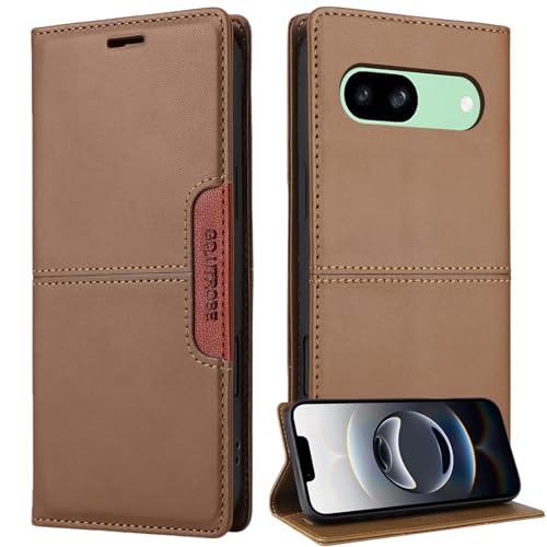 MUSECRASH Google Pixel 8a �p �蒠�^ �X�}�z�P�[�X ���z�^ [RFID�u���b�L���O] �J�[�h���[�t�� ����PU���U�[ �ϏՌ� �}�O�l�b�g�� �X�^���h�@�\ �S�ʕی� (�u���E��, Google Pixel 8A)