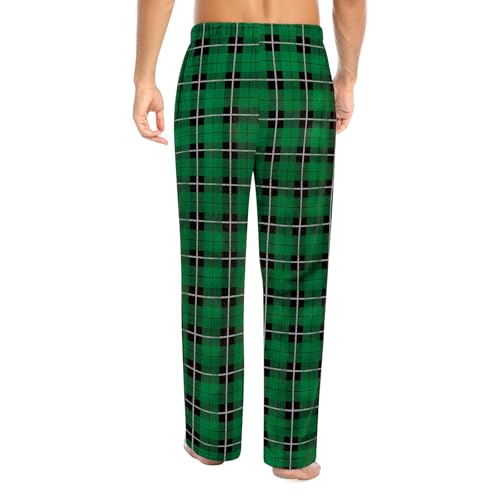 Mens Fuzzy Plaid Pajama Pants - Brushed Flannel Sleepwear with Drawstring & Pockets， Plaid & Print Pj Pants4
