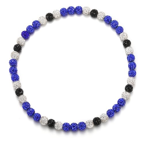 HSWYFCJY Baseball Beaded Chain Necklace for Men Women, Rhinestone Discoball Drip Accessories Black White and Dark Blue Baseball Necklaces Gifts for Men Inspired Softball Jewelry Gifts 20IN
