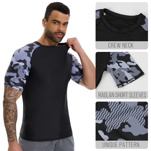 MISS MOLY Men's Short Sleeve UPF 50+ Rash Guard Skins Compression Shirt UV Sun Protection Rashguard for Fishing Running3