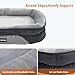 HMTOPE Orthopädisches Hundebett, Hundesofa, Vierseitiges Nackenrolle Kissen, rutschfeste Unterseite Hundekorb, Abnehmbar und Waschbar, Kleine Hunde, Mittelgroße Hunde, 90 x 71 x 15 cm, Hellgrau