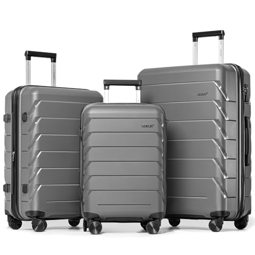 Fochier F Expandable Luggage Sets 3 Piece With Tsa Lockluggage Set Pp Material Travel Suitcase Set With Spinner Wheels For Men Women 202428