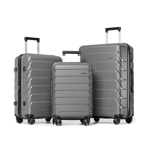 Fochier F Expandable Luggage Sets 3 Piece With Tsa Lockluggage Set Pp Material Travel Suitcase Set With Spinner Wheels For Men Women 202428