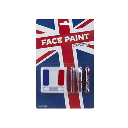 PMS Union Jack Face Paint & Crayons Red White & Blue Queens Jubilee Fancy Dress Party